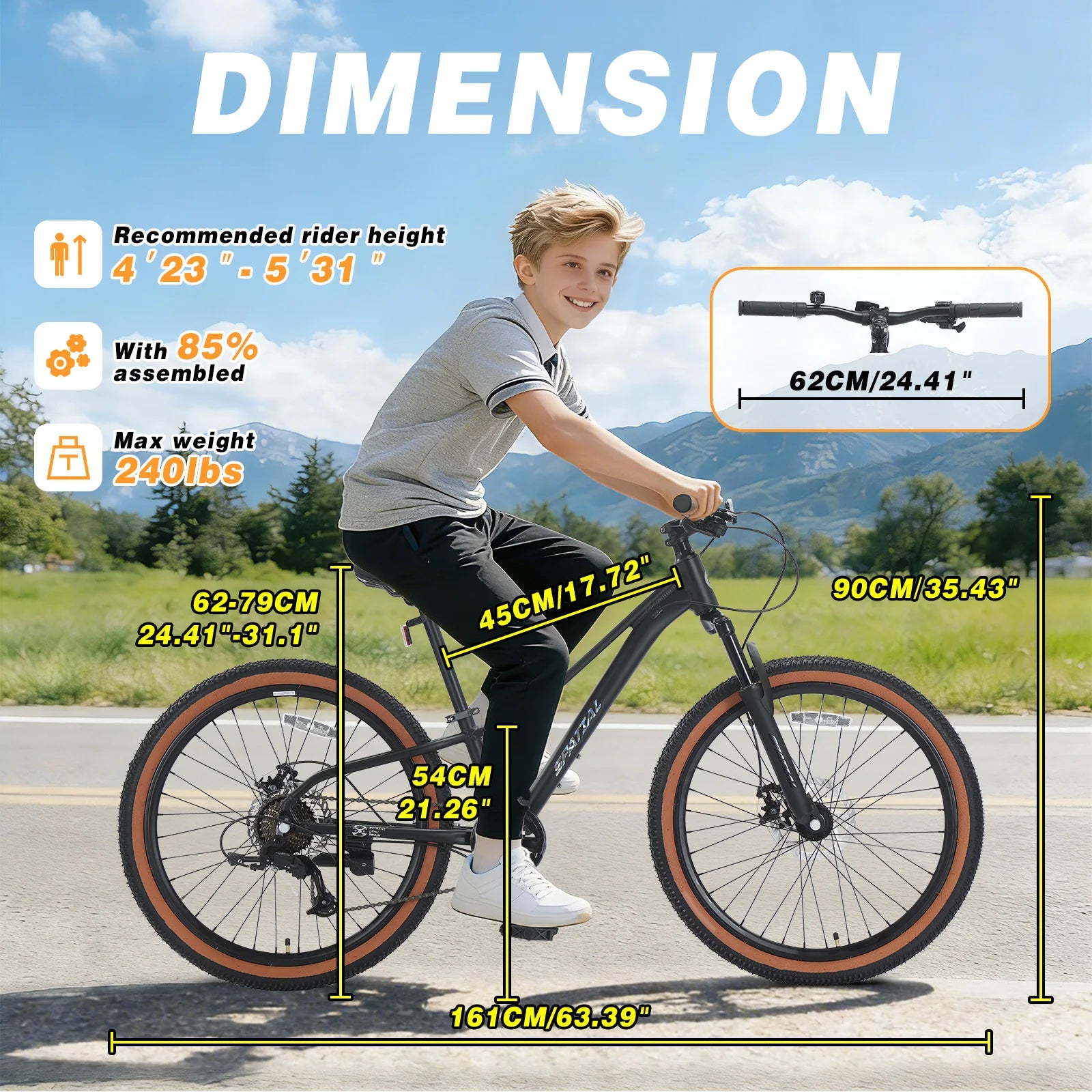 24 Inch Hardtail 7 Speed Mountain Bike