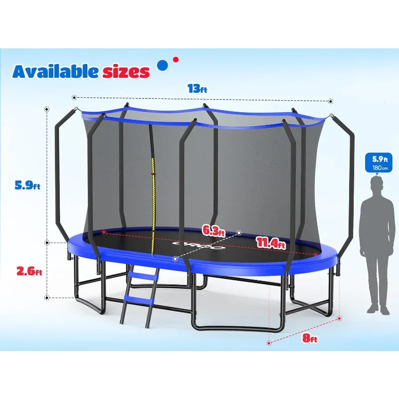 Oval Outdoor Trampoline with Safety Net