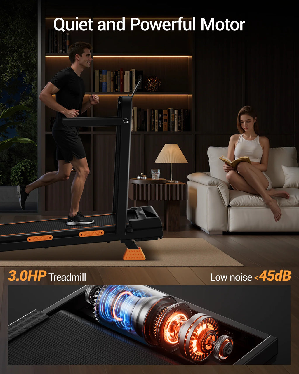 2 In 1 Foldable Walking Running Treadmill