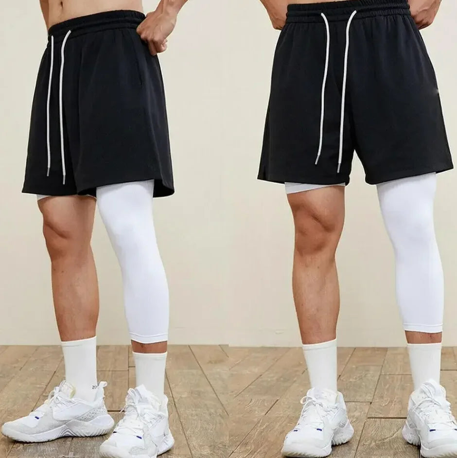 Men One Leg Compression Tights Pants