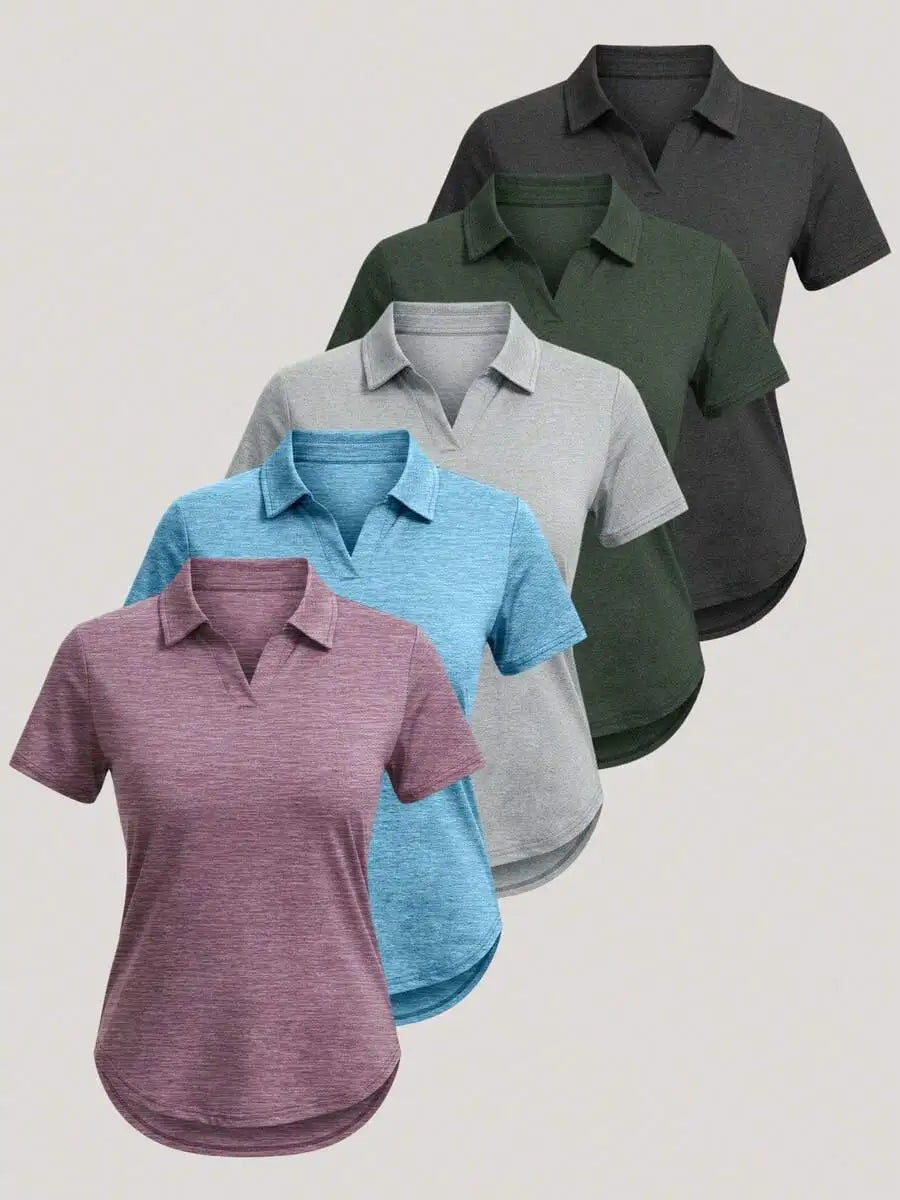 Womens Quick-Drying  Solid Color Short Sleeve
