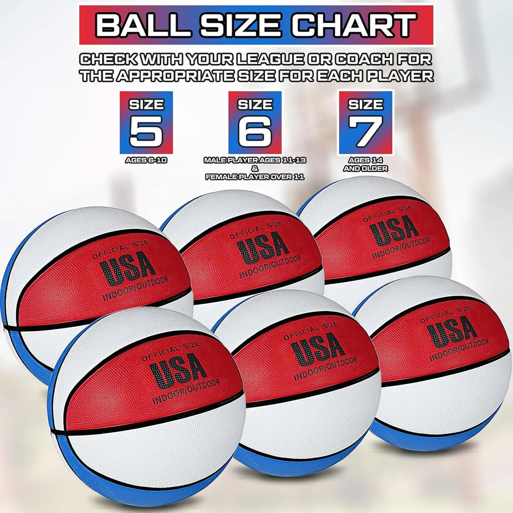 6 Pcs Rubber Basketball Bulk with Pump