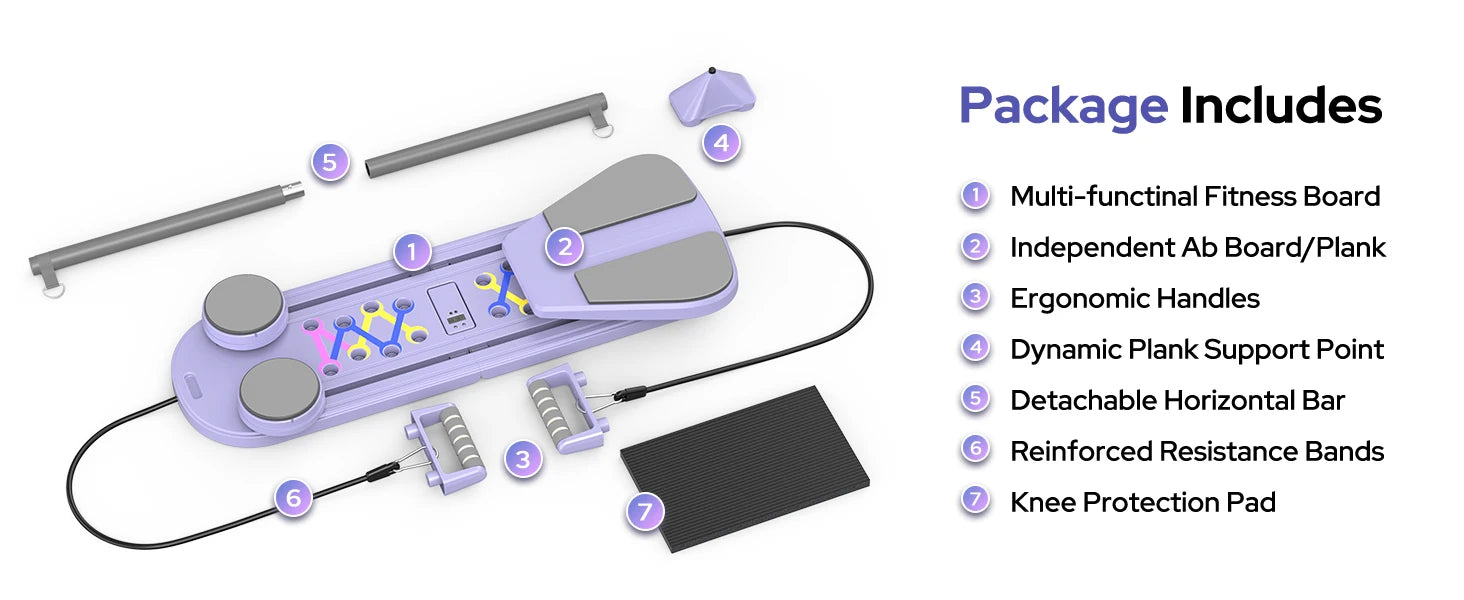 Foldable Pilates Reformer Set 7 in 1