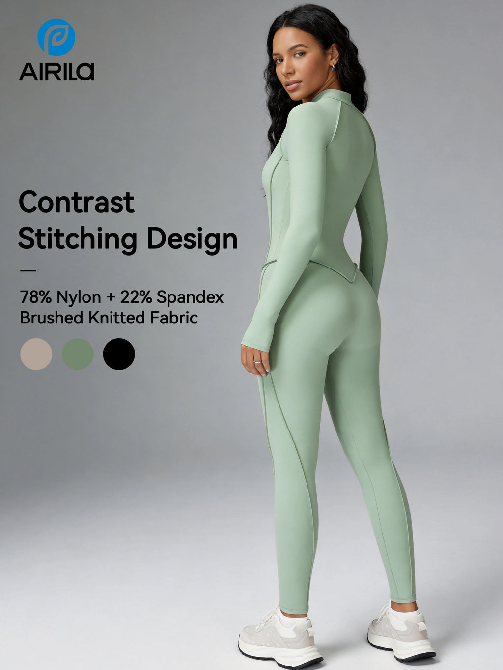 Zip Front Long Sleeve Yoga Jumpsuit
