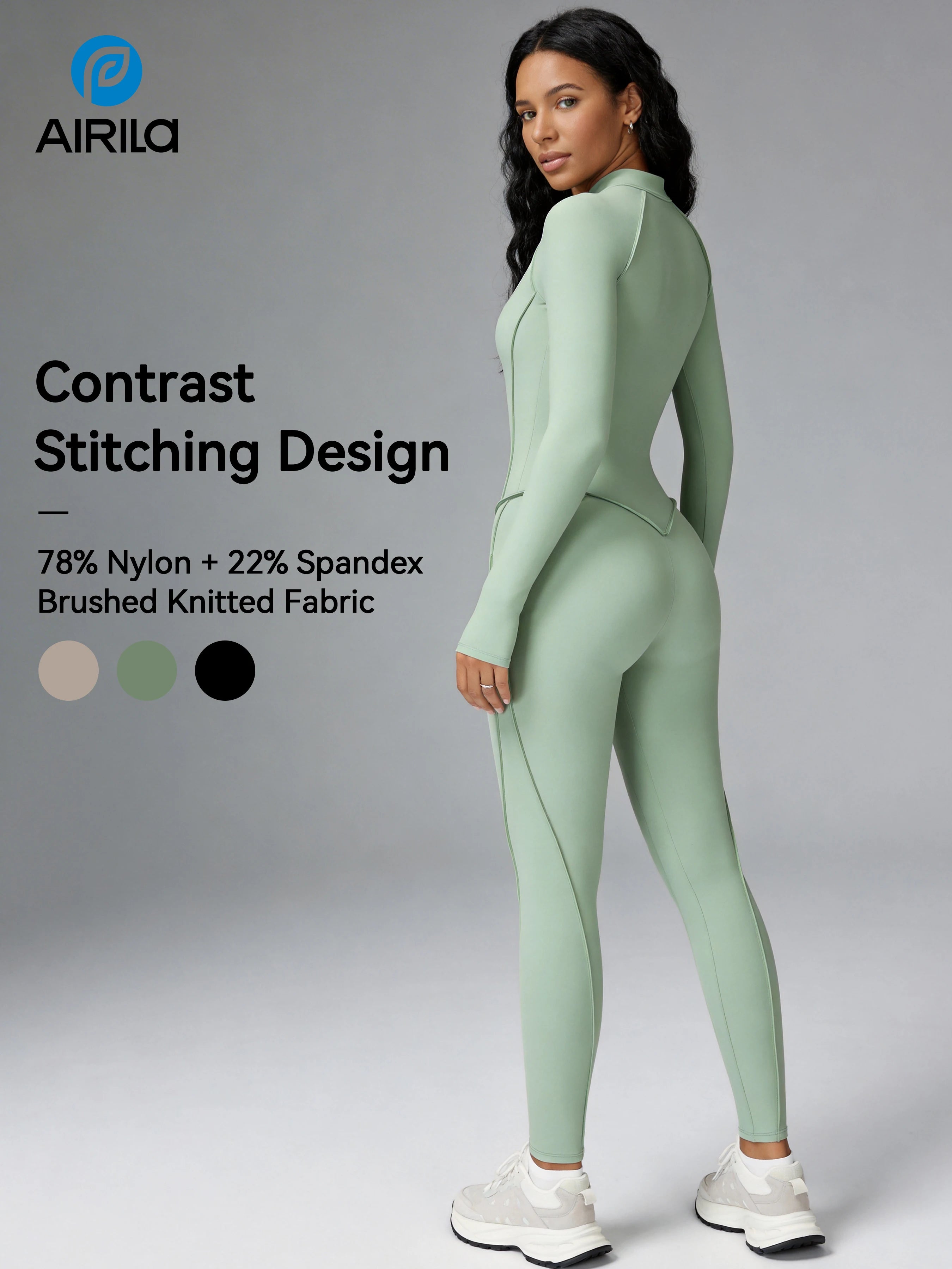 Zip Front Long Sleeve Yoga Jumpsuit