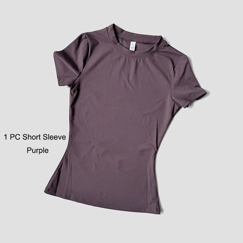 Legging Crop Top Short Sleeves Sports Suit