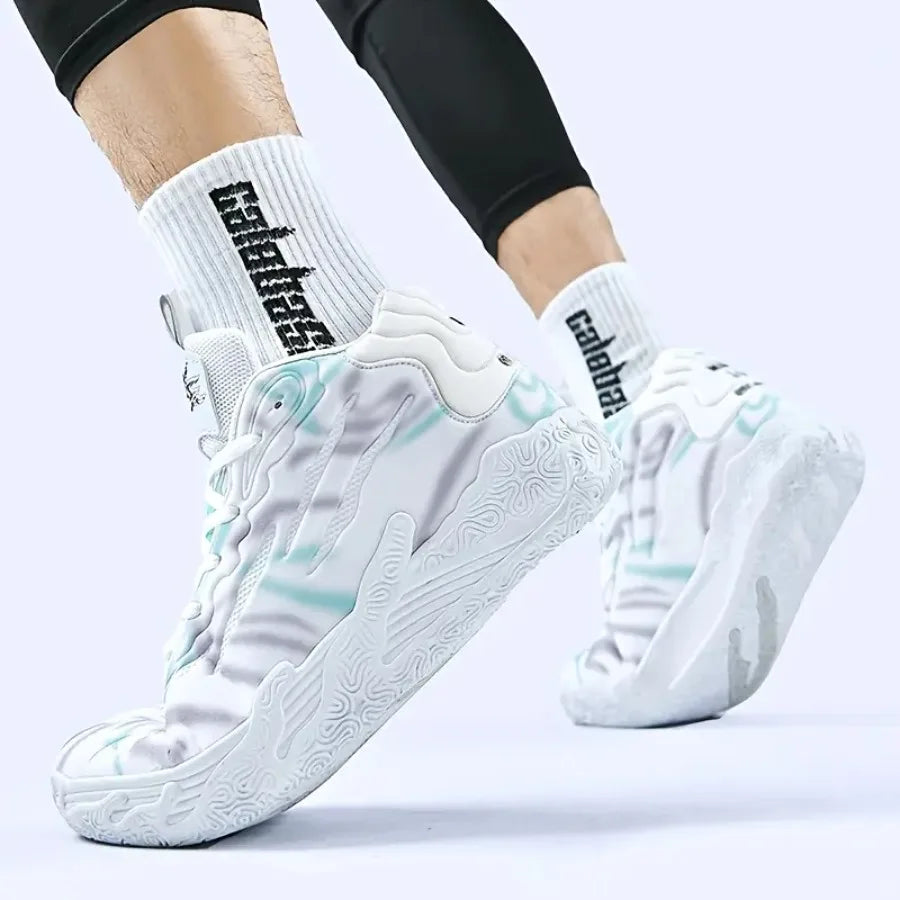 Low-Top Basketball Sneakers with Wavy Sole