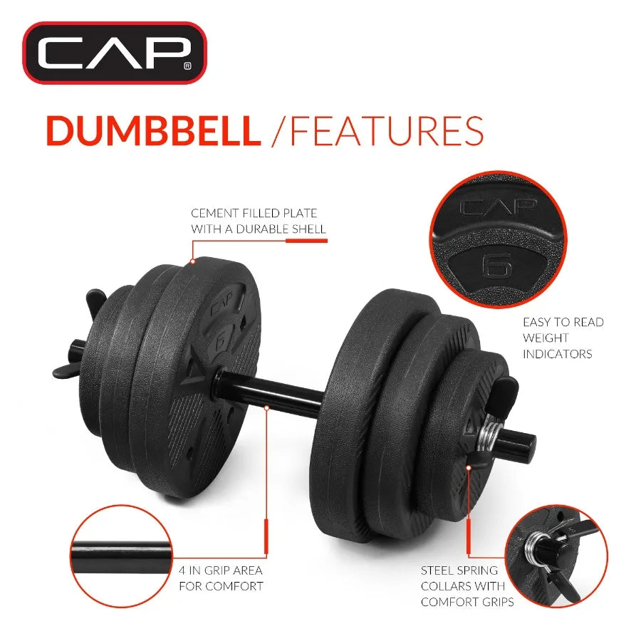 Barbell 50 lb Adjustable Vinyl Dumbbell Set