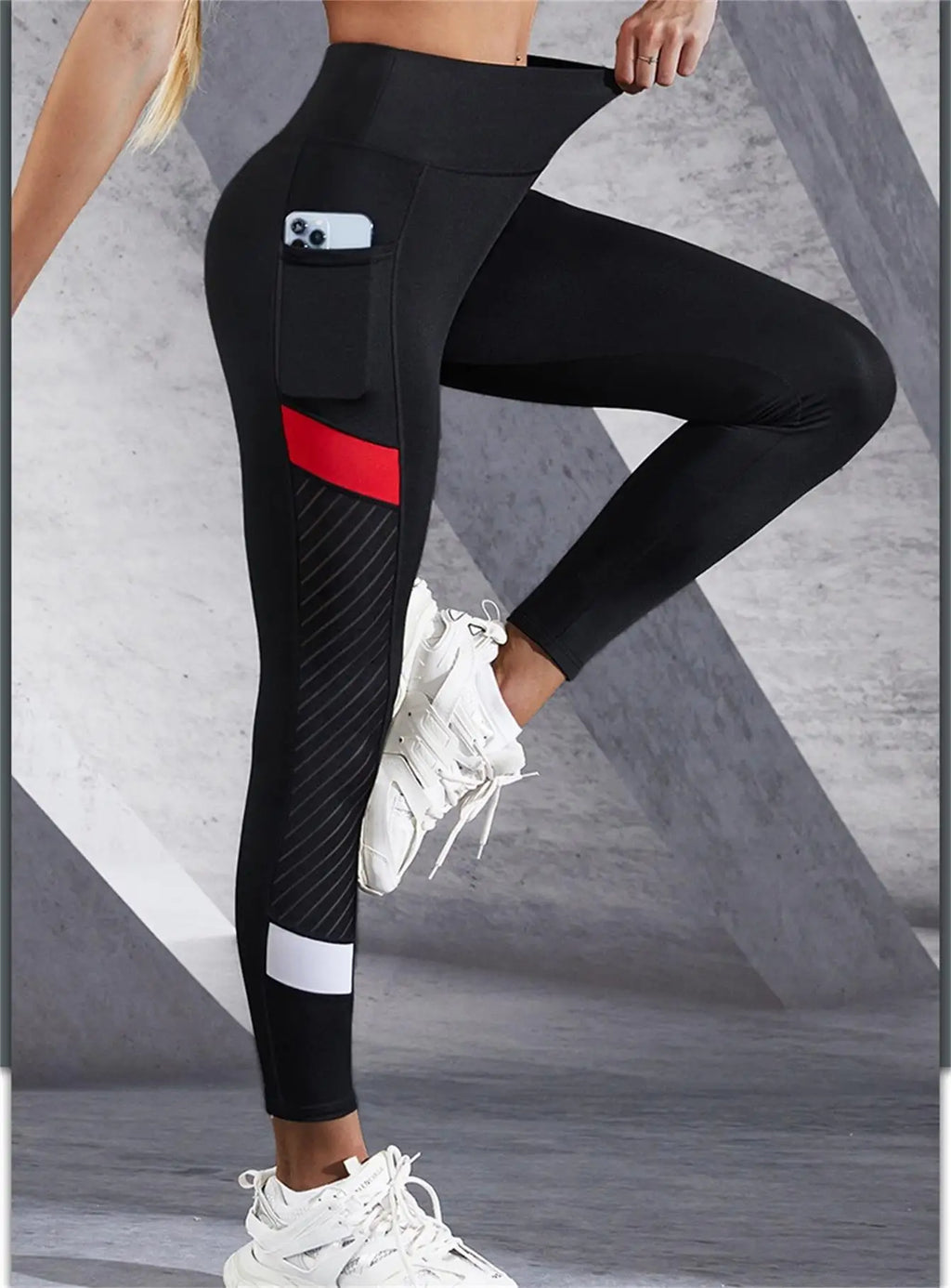 Colorblocked Mesh High Waist Yoga Pants