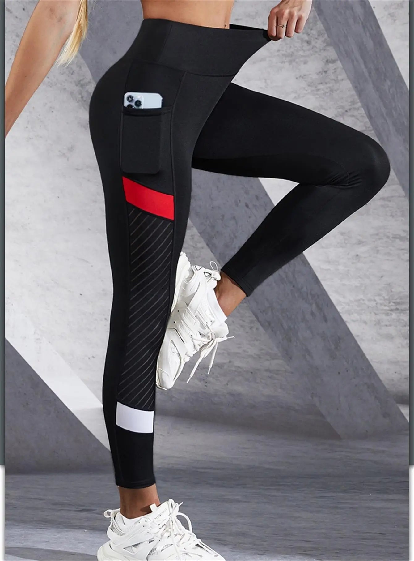 Colorblocked Mesh High Waist Yoga Pants