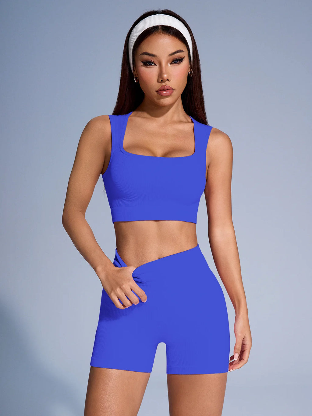 Seamless Ribbed  Workout Yoga Sets Women