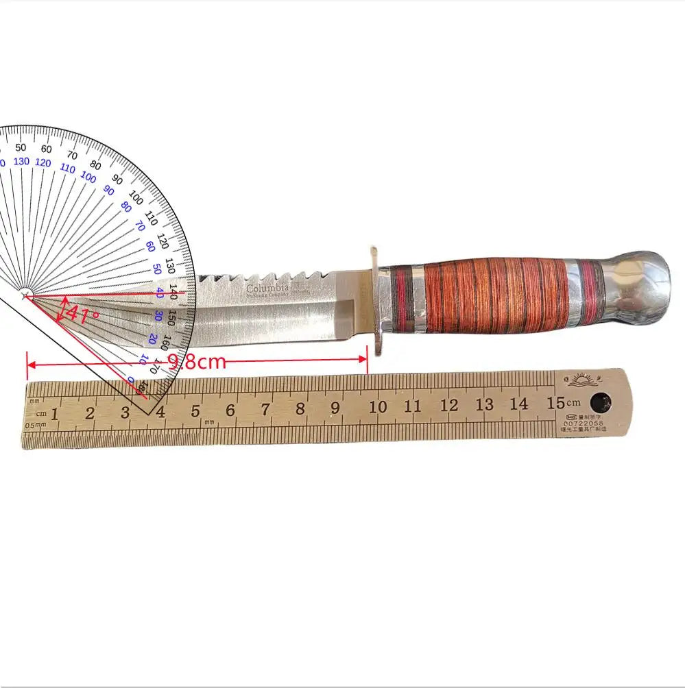 Steel Blade Hunting Knife Wooden Handle