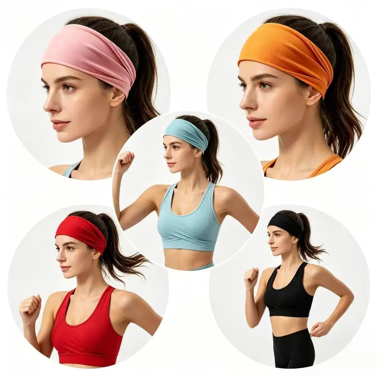 12Pcs/Set Women Elastic Sports Headbands
