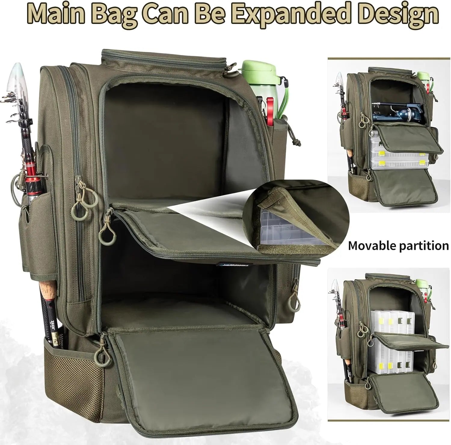 Large Fishing Backpack with Cooler