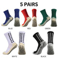 5 Pairs Mid-Calf Anti Slip Soccer Grip Socks