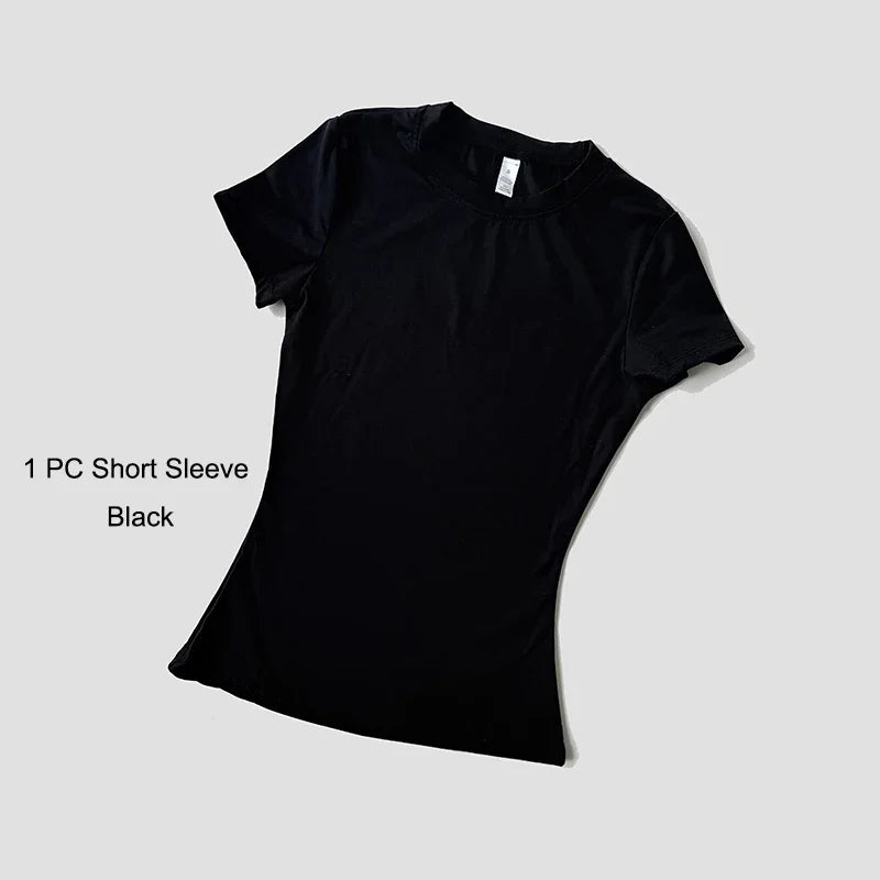 Legging Crop Top Short Sleeves Sports Suit