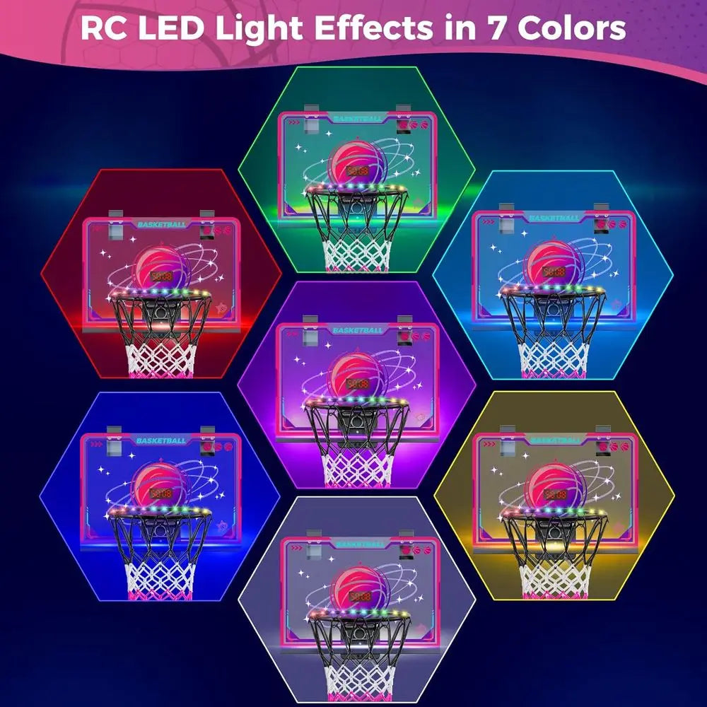 Indoor LED Basketball Hoop with 7 Color Lights