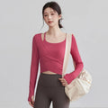 Long Sleeve Sports Tops Pilates Padded Shirt