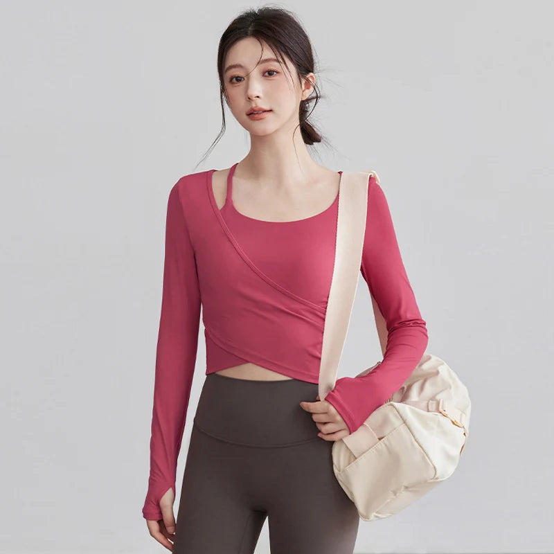 Long Sleeve Sports Tops Pilates Padded Shirt