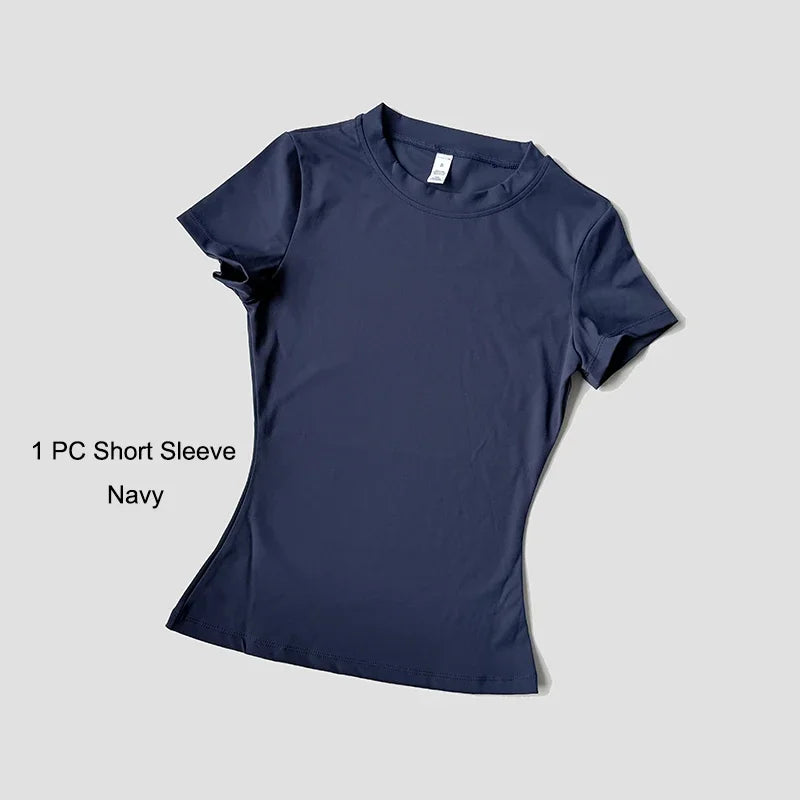 Legging Crop Top Short Sleeves Sports Suit