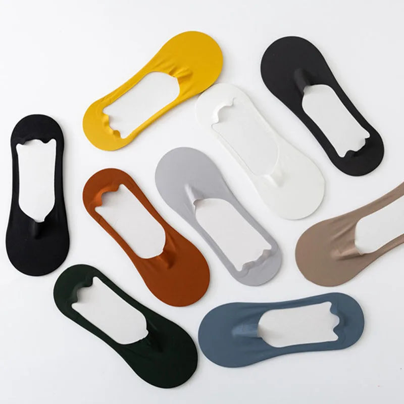 5pairs Men's Socks Cotton  No Show Silicone