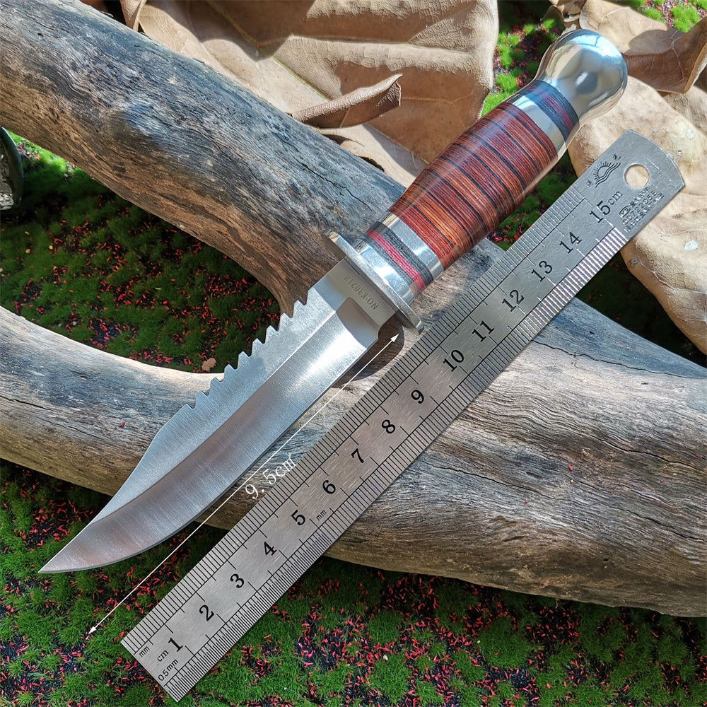 Steel Blade Hunting Knife Wooden Handle