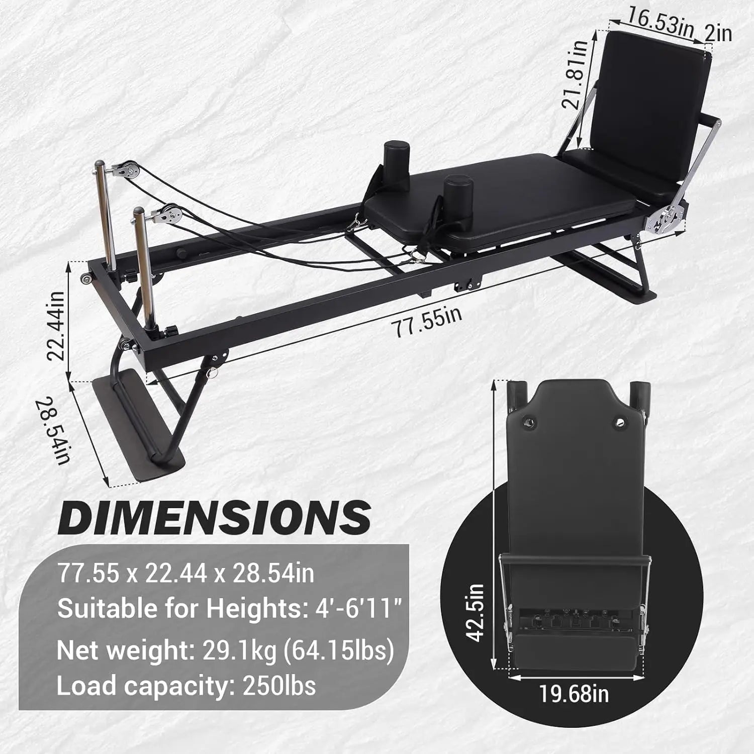Foldable Reformer Pilates Machine