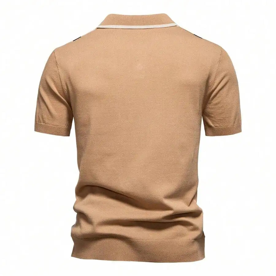 Men's Striped Contrast Color Short Sleeve Shirt