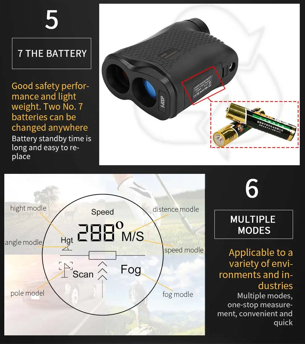 Laser Golf Rangefinder 600 Yards 6X Mag