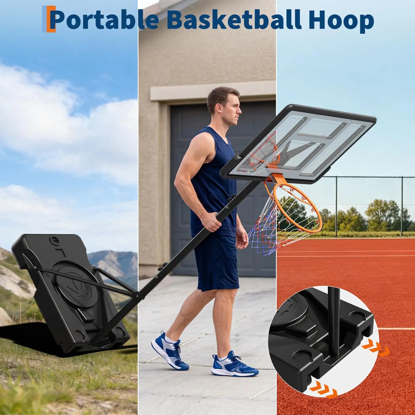 44 Inch Portable Basketball Hoop