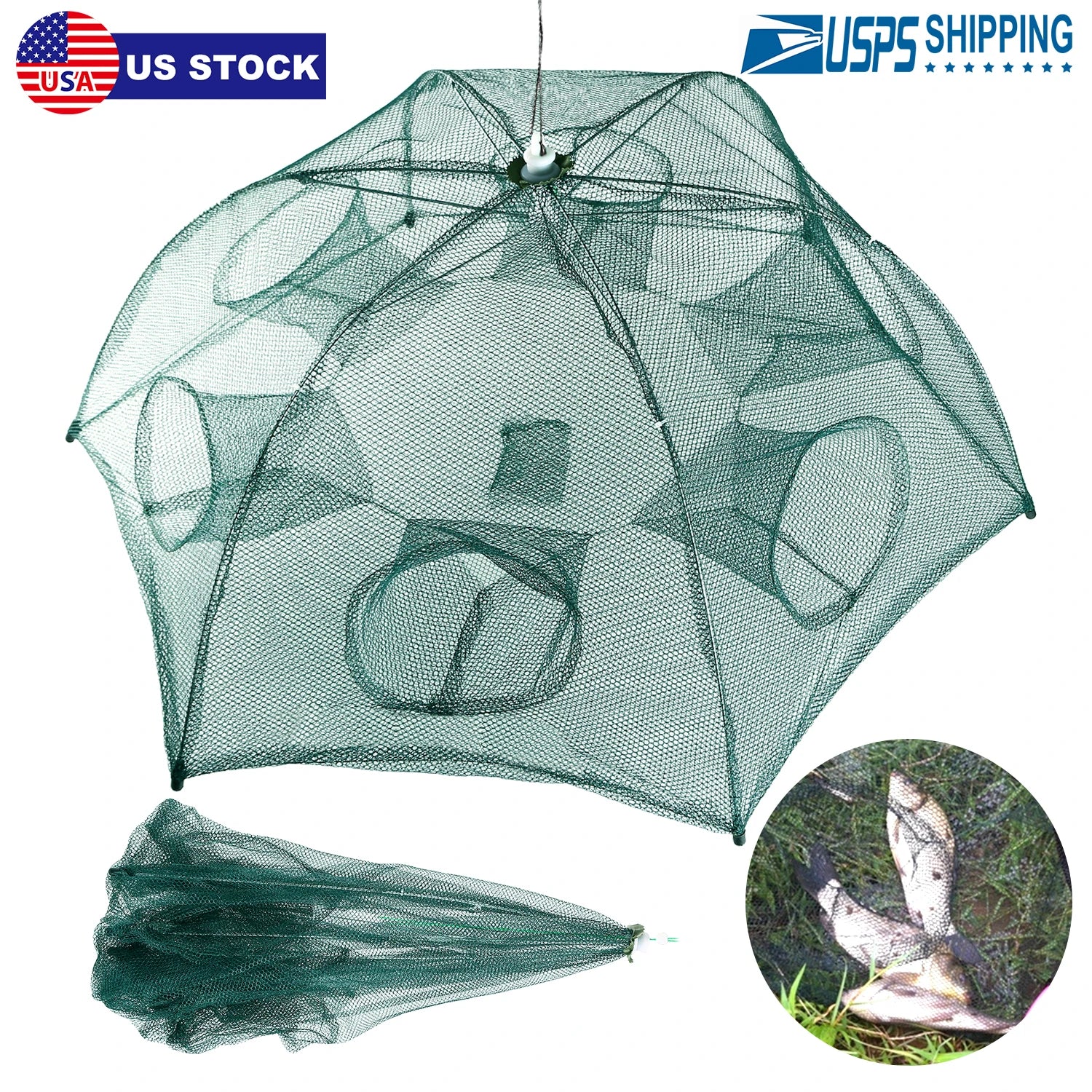 Foldable Fishing Trap Net 6 Holes
