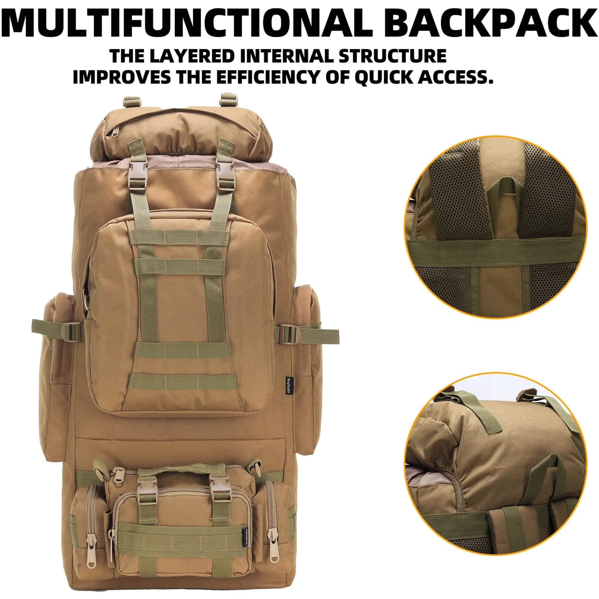 100L Hiking Backpack With Molle System