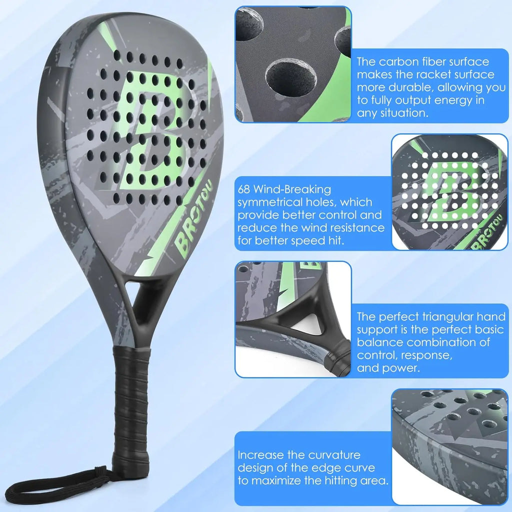 Padel Tennis Racket Carbon Fiber Surface