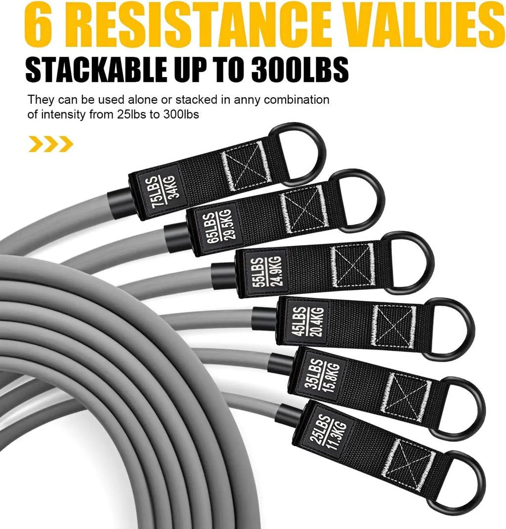 Heavy Resistance Bands Set, 300LBS