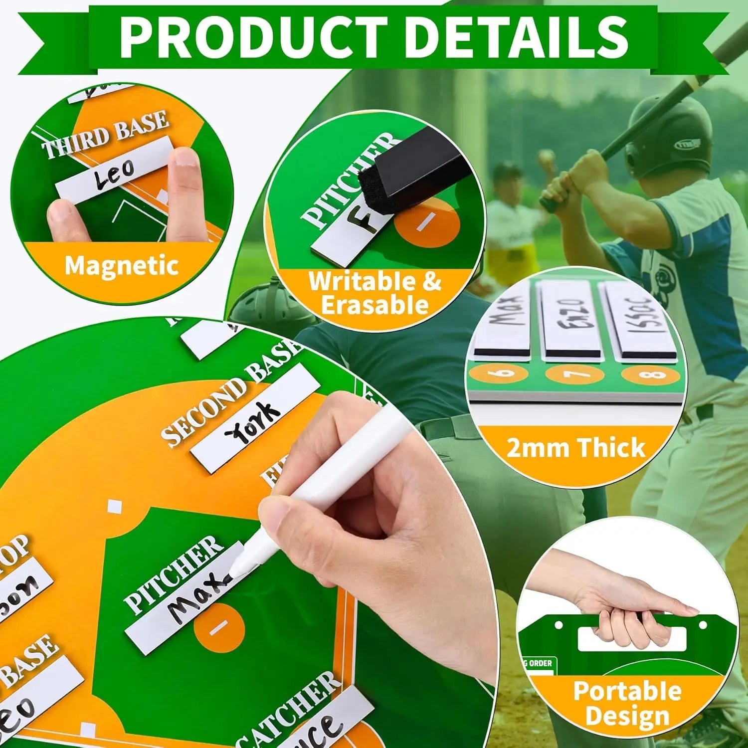 Professional Softball & Baseball Lineup Board