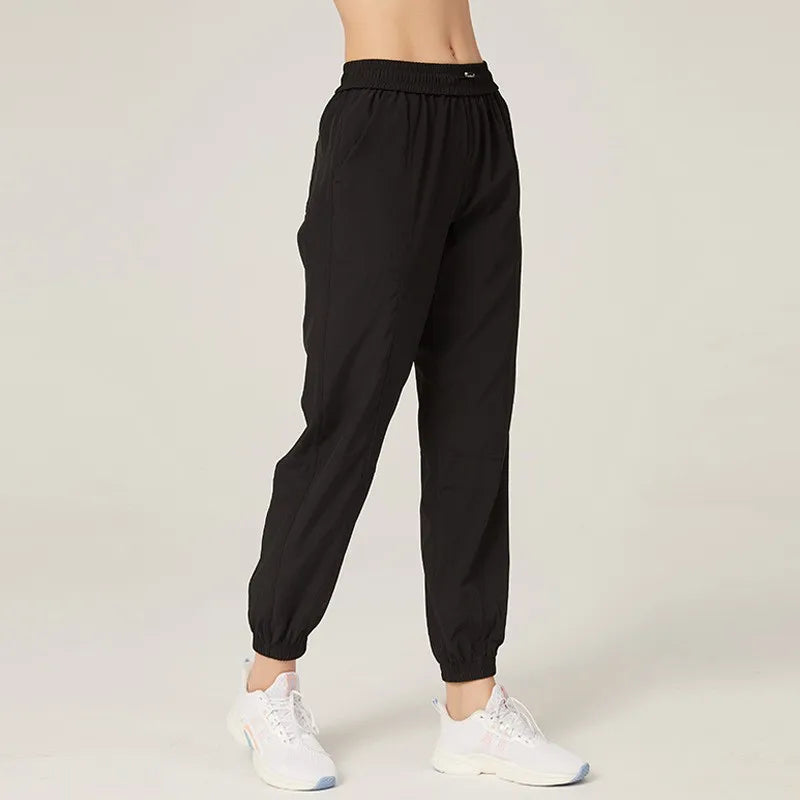 Fabric Drawstring Running Sport Joggers Women