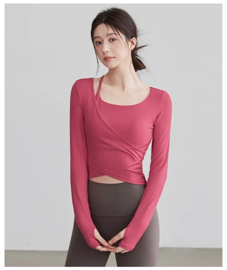 Long Sleeve Sports Tops Pilates Padded Shirt