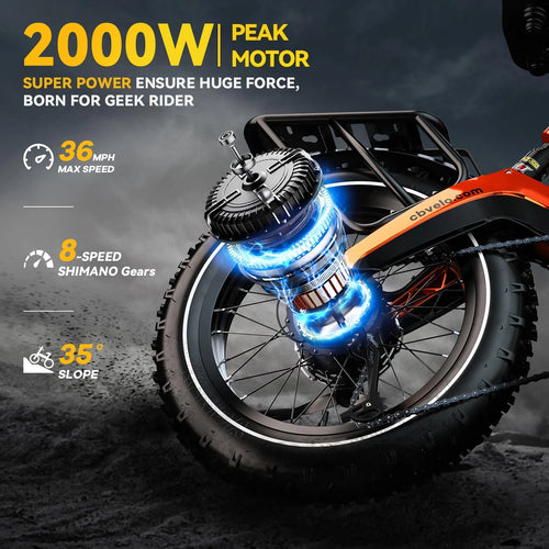 20” Fat Tire 2000W Peak Motor Luxury ebike