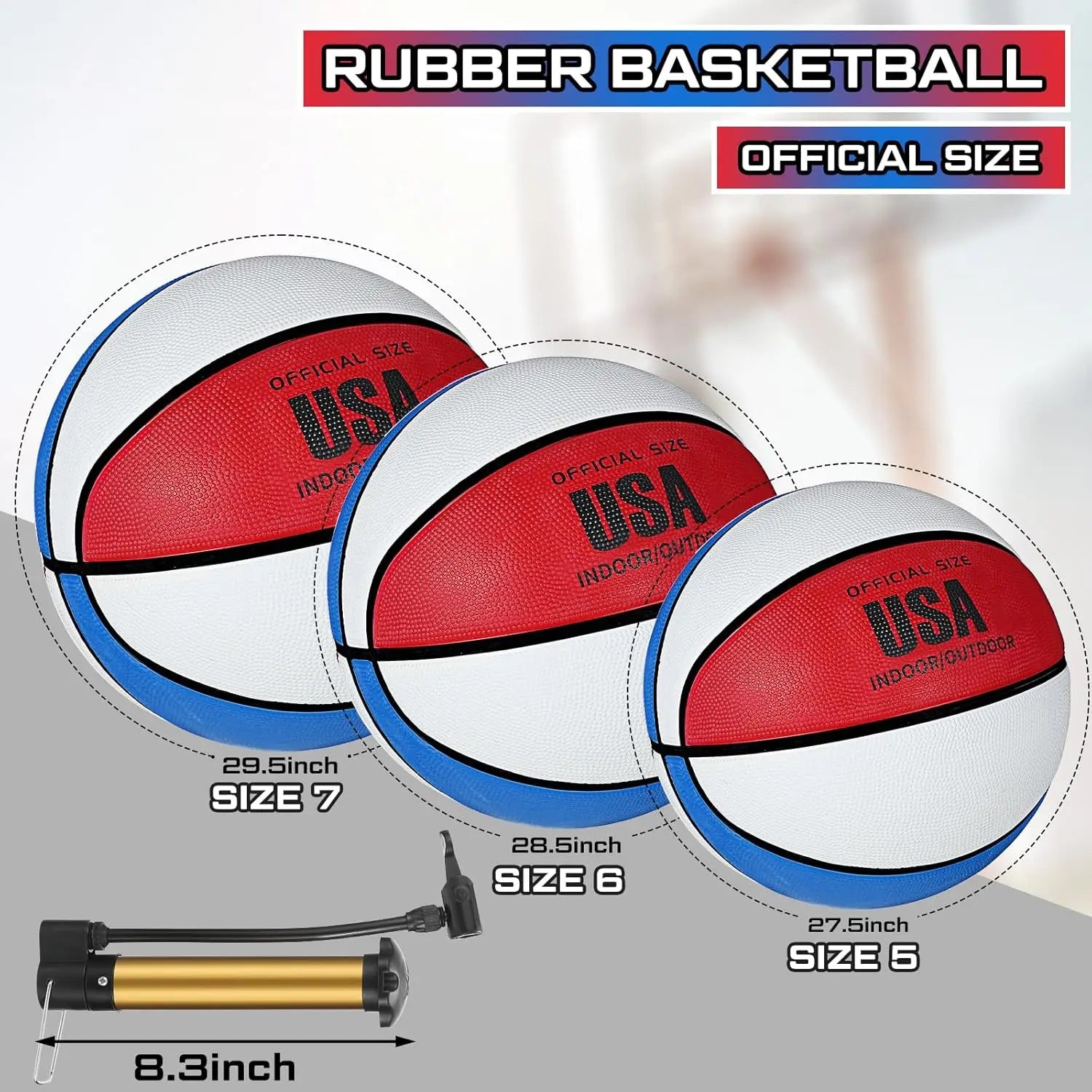 6 Pcs Rubber Basketball Bulk with Pump