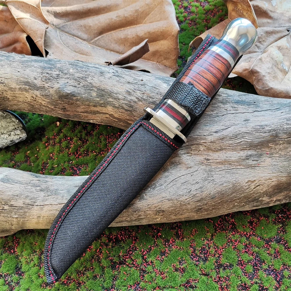 Steel Blade Hunting Knife Wooden Handle