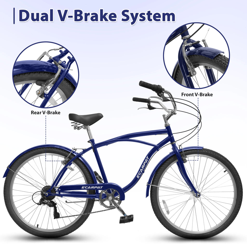 26 Inch 7 Speed Beach Cruiser Bike