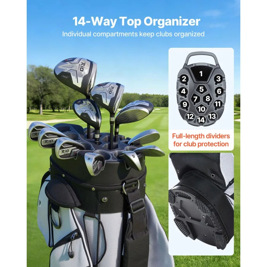 Golf Cart Bag, 14 Way Top Divider Organizer