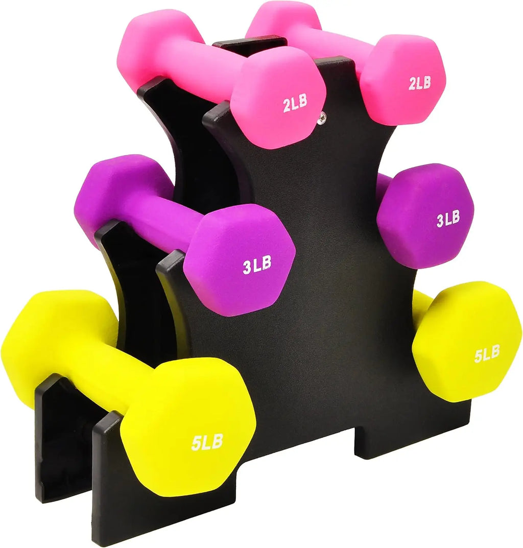 6-Piece Neoprene Dumbbell Set with Stand