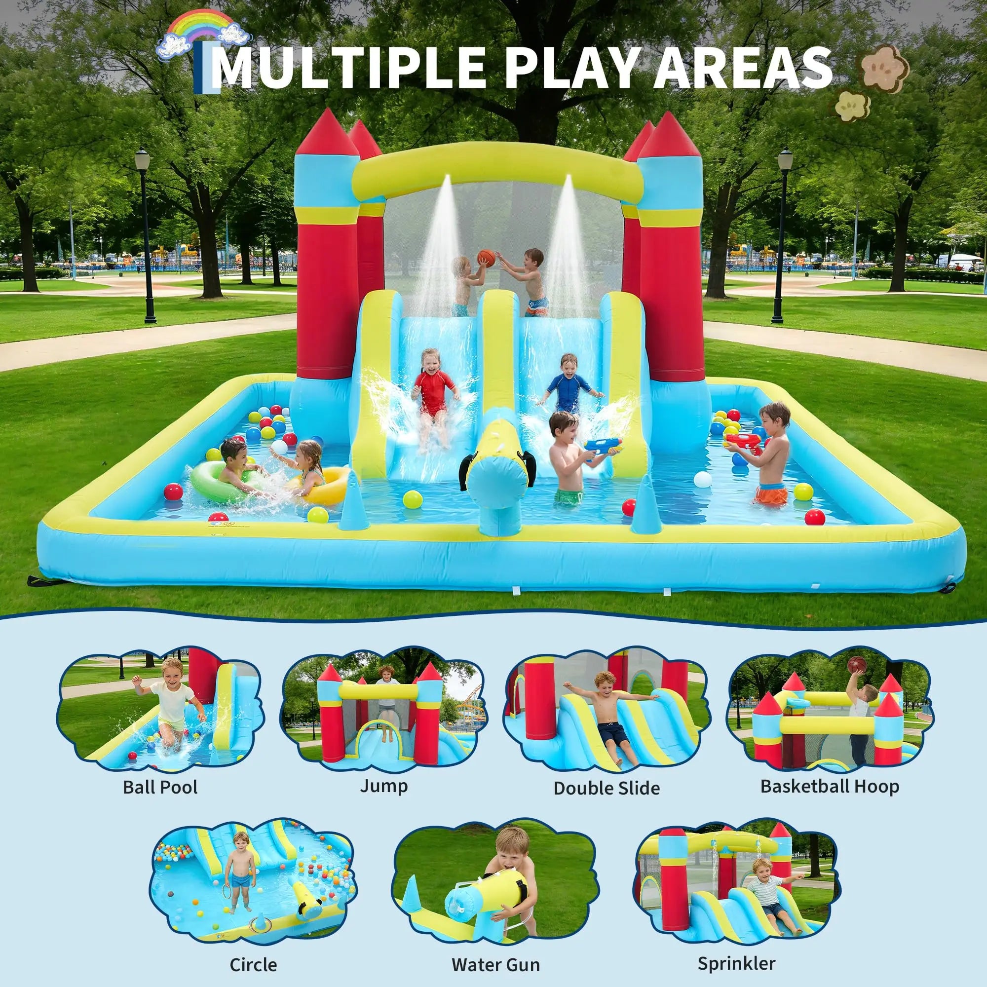 7-in-1 Indoor Outdoor Water Park Splash Pool