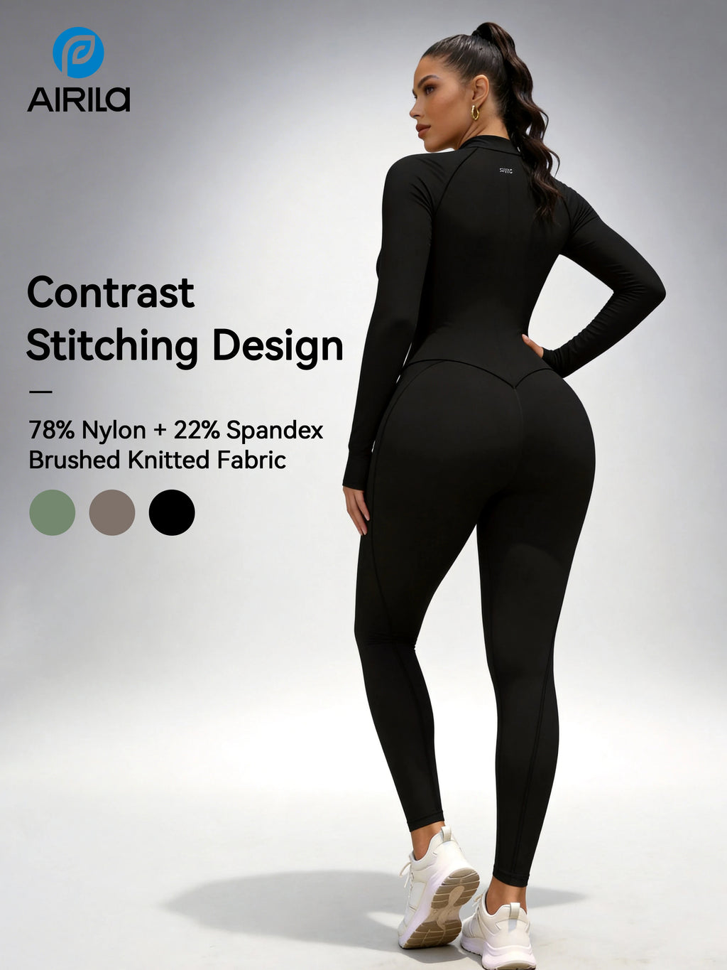 Zip Front Long Sleeve Yoga Jumpsuit
