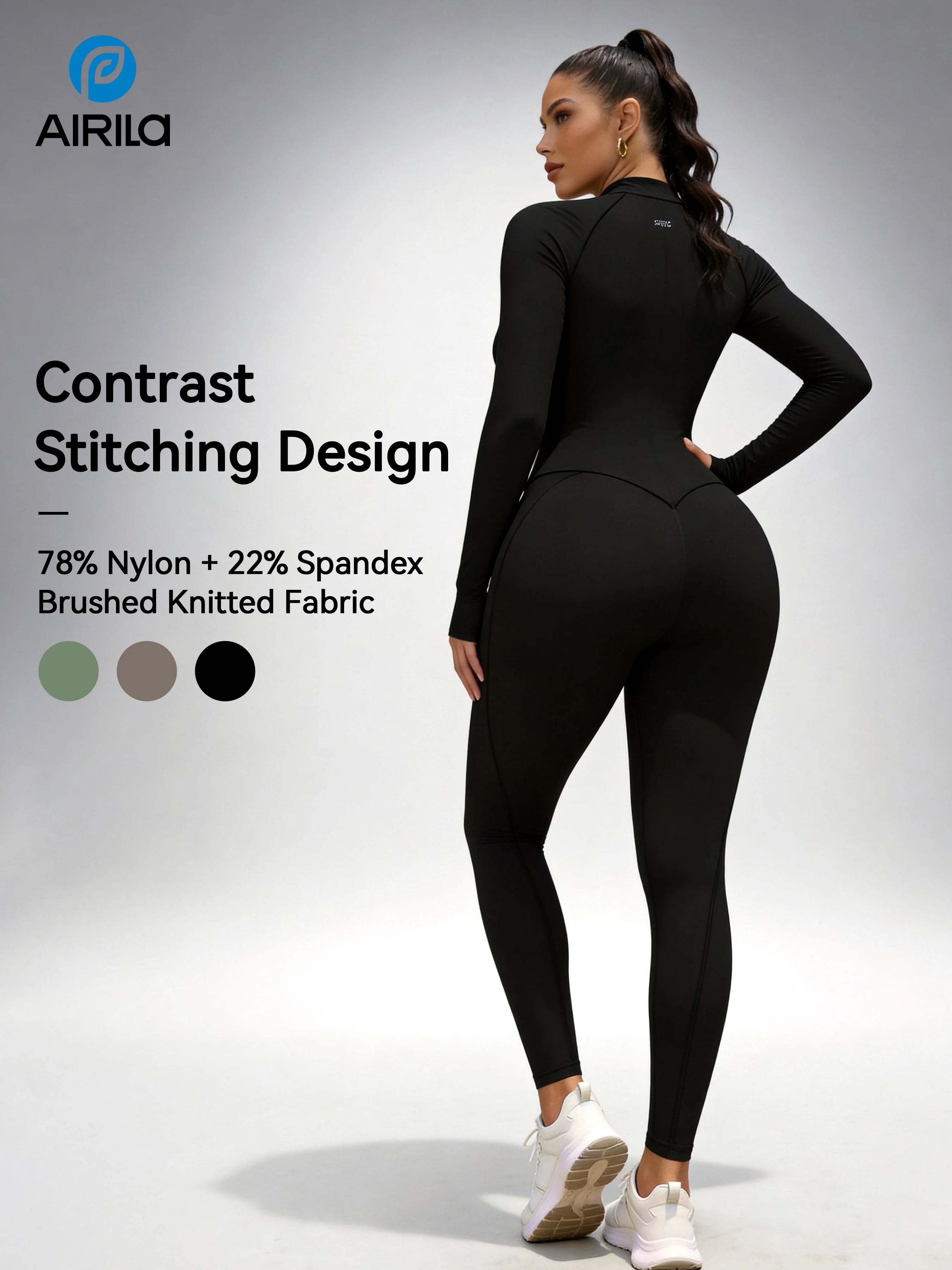 Zip Front Long Sleeve Yoga Jumpsuit