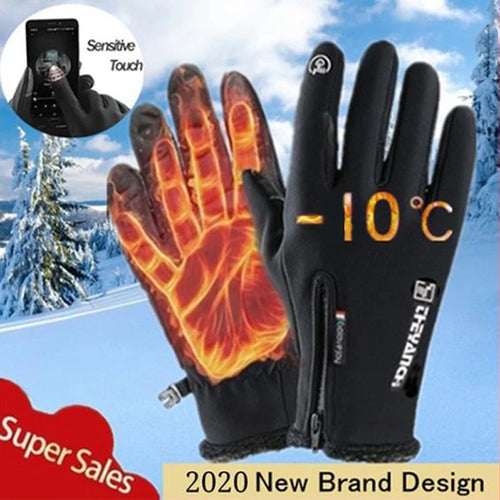 1Pair Black Sports Gloves Warm Full Fingers