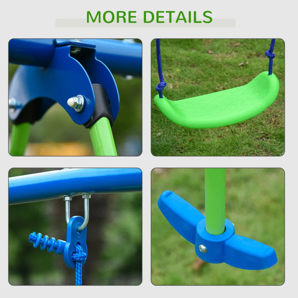 Outsunny Metal Swing Set with Glider,