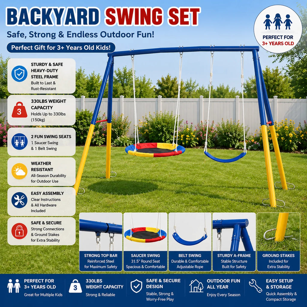 330lbs Swing Set with Heavy-Duty A-Frame