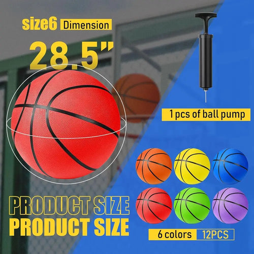 12 Pack Standard Size Rubber Basketballs